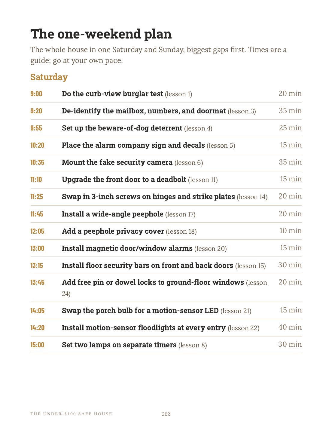 The one-weekend plan