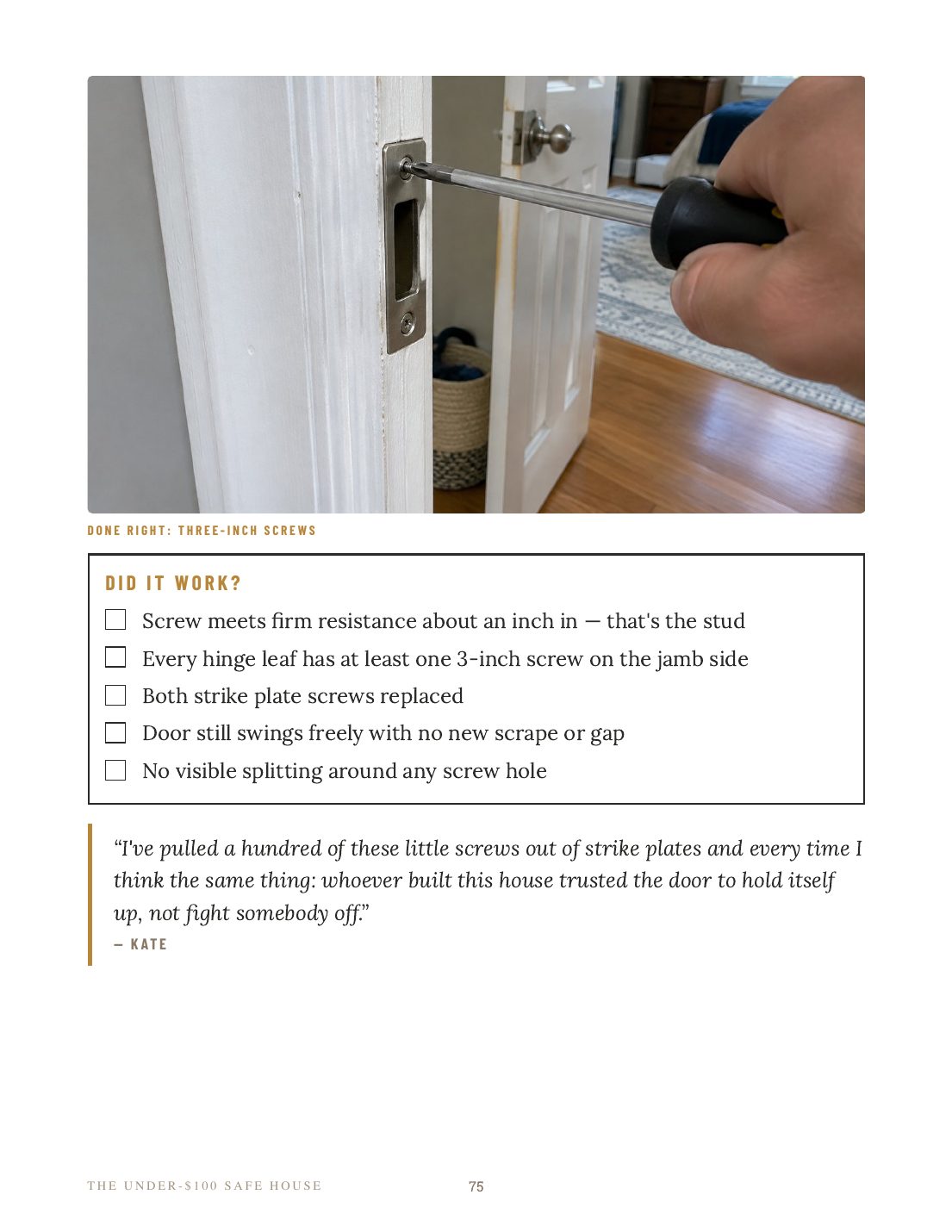 A photo of the finished fix and the checklist